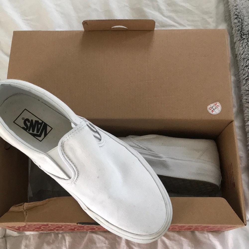 Vans White Slip On